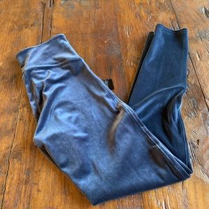 Spanx blue velvet leggings
